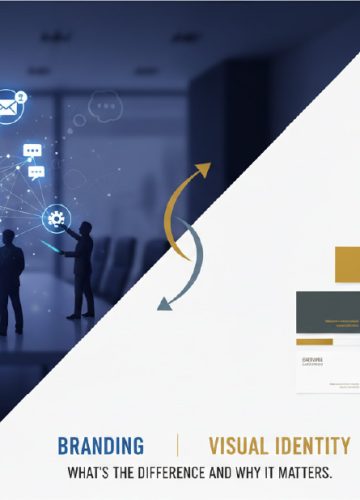 An image contrasting Branding vs Visual Identity.