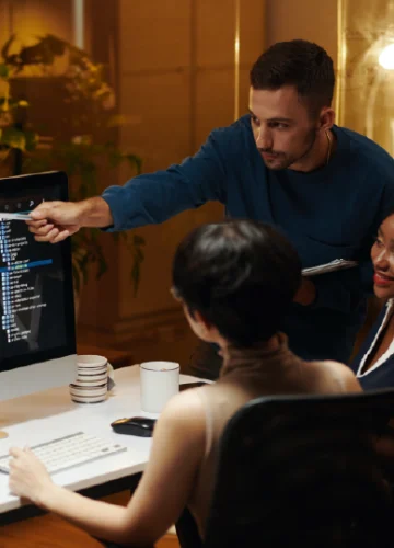 Developer Coding a Website Builder App